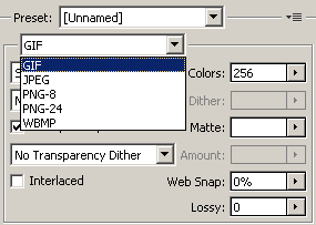 Photoshop web graphics - Save for web
